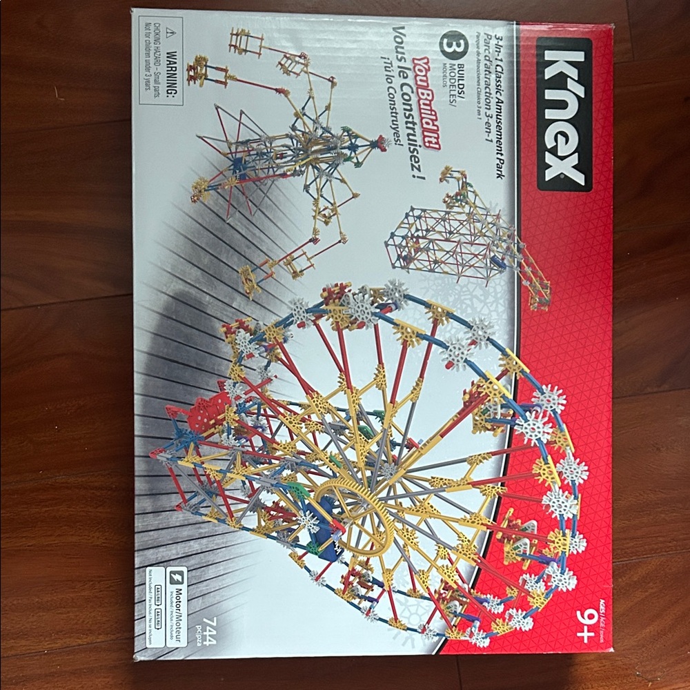 K'NEX 3-in-1 Amusement Park Building Set - Red, Yellow, Blue